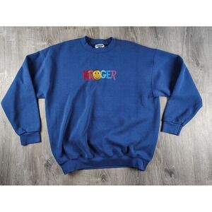 Vintage Lee Heavyweight Crewneck XL Embroidered Kroger Smile Blue USA Made